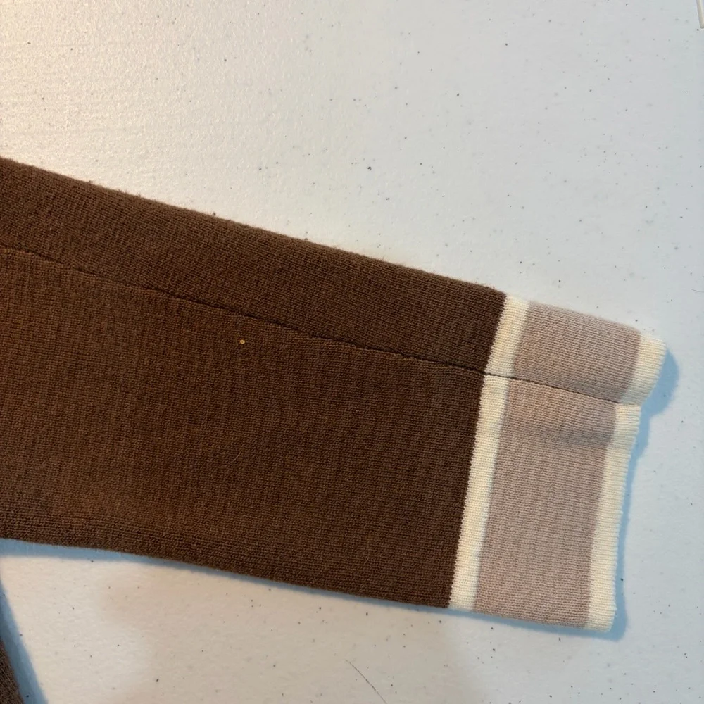 Tuckernuck Brown Cardigan with Cream Trim